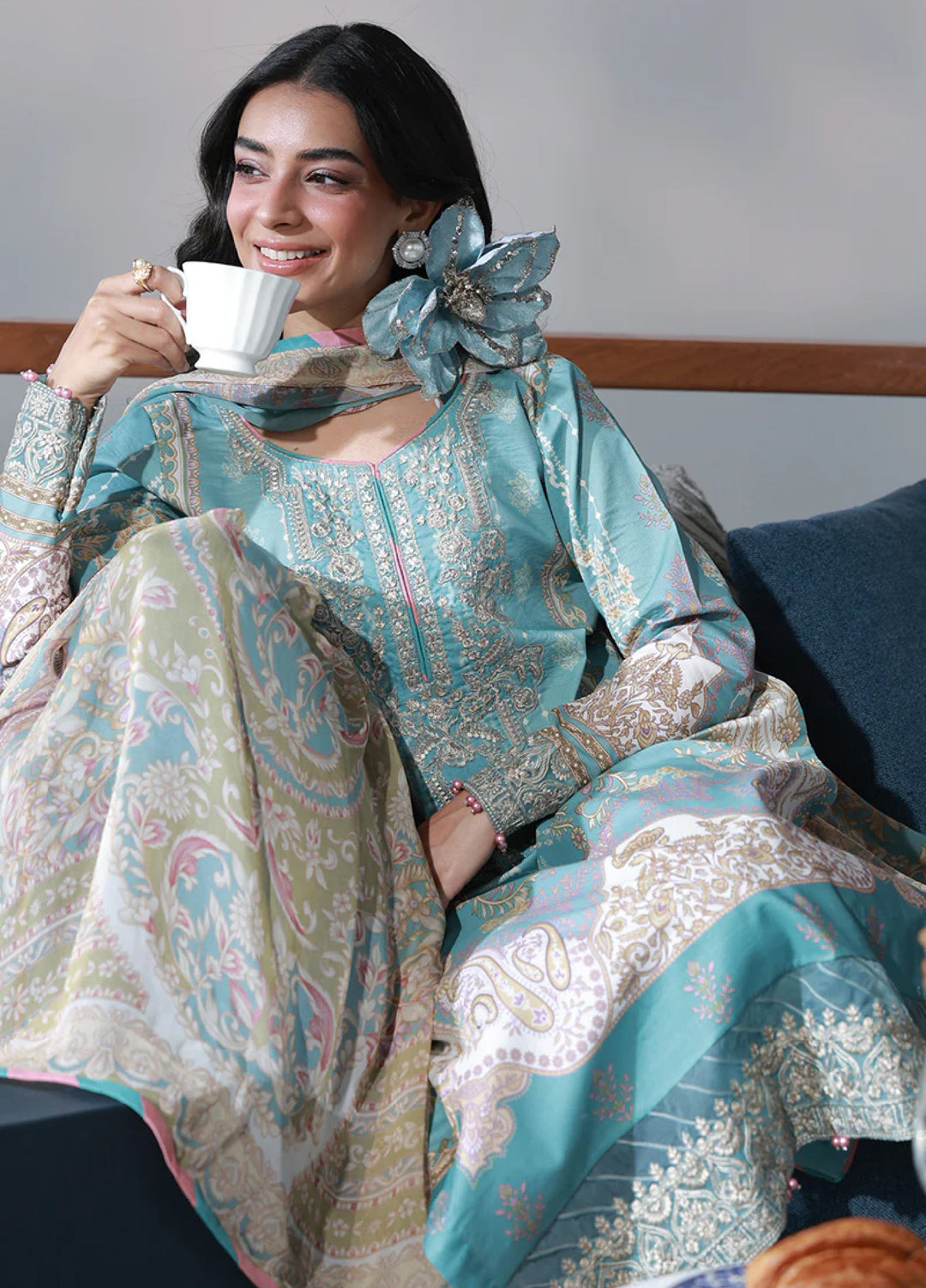 Delia by Gulaal Unstitched Embroidered Lawn 3 Piece Suit GL26UD D-1 Eidra - Summer Collection