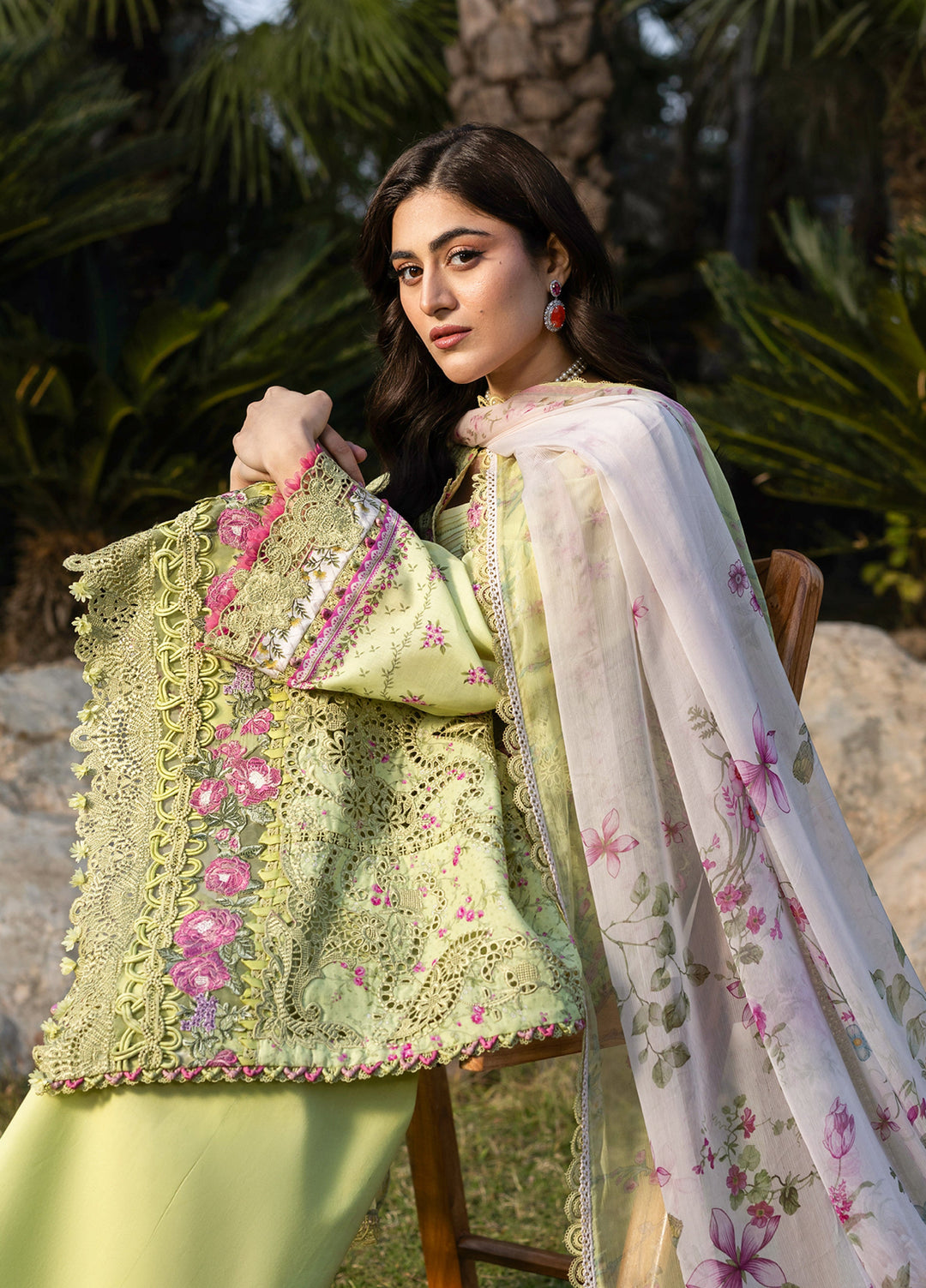 Elaf Premium Chikankari Unstitched Embroidered Lawn 3 Piece Suit EL26UPC ERC 2A HINA - Summer Collection