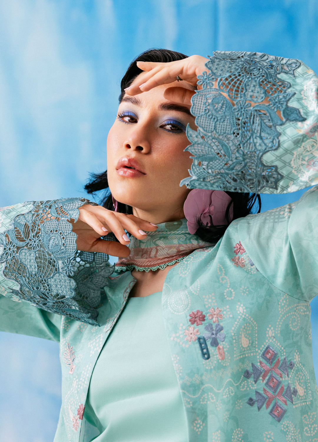 Zync by Florent Unstitched Embroidered Printkari Lawn 3 Piece Suit FL26UZP FZ-5B - Summer Collection