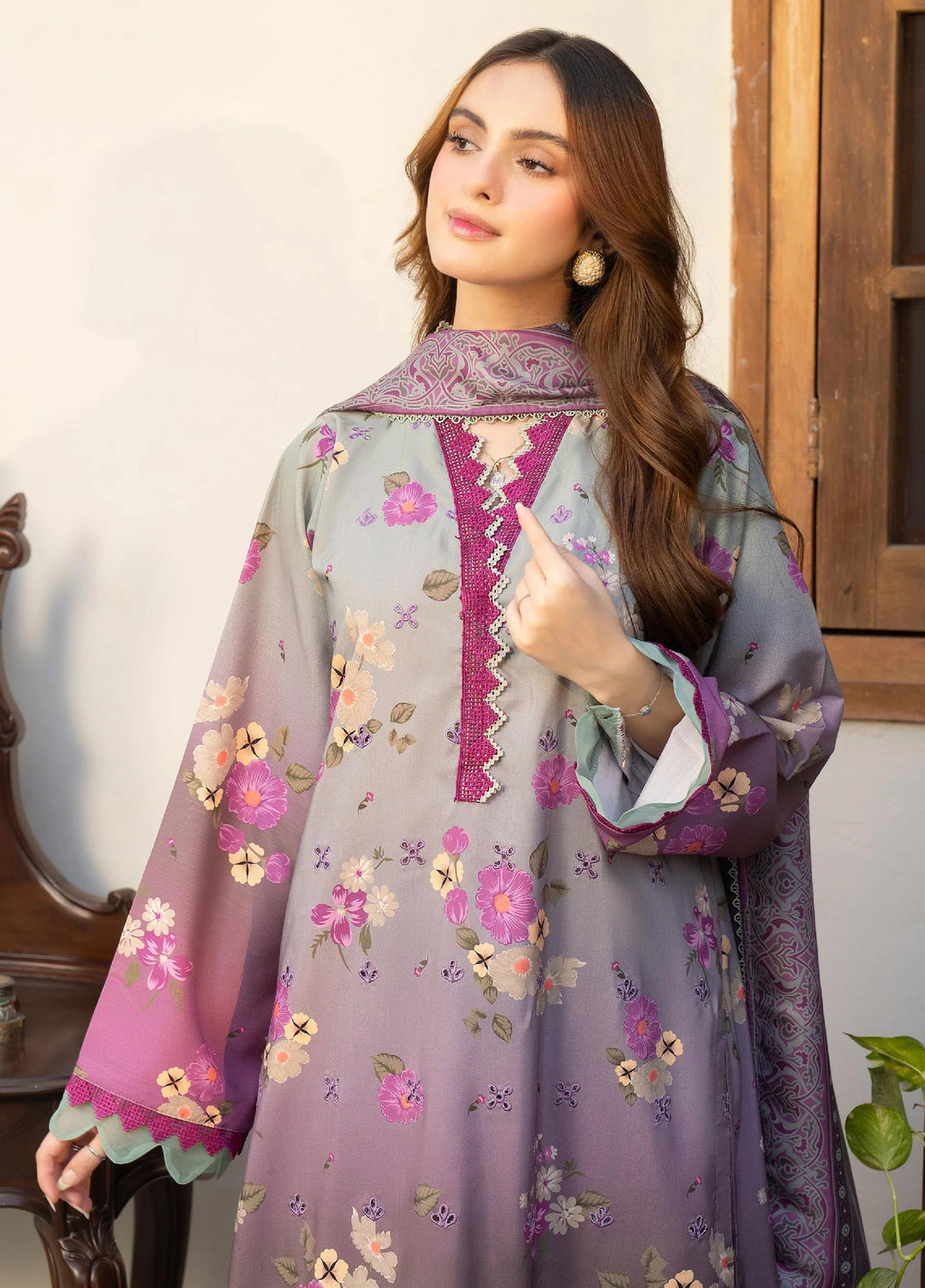 Mah e Noor Intermix by Panache 3 Piece Khaddar Lilac Mist - Winter Collection