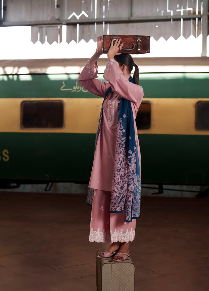 Summer Travels by Casuallite RTW Embroidered Cotton Lawn 3 Piece Suit CL26ULST OUTFIT 01 BLUSH BREEZE - Casual Collection