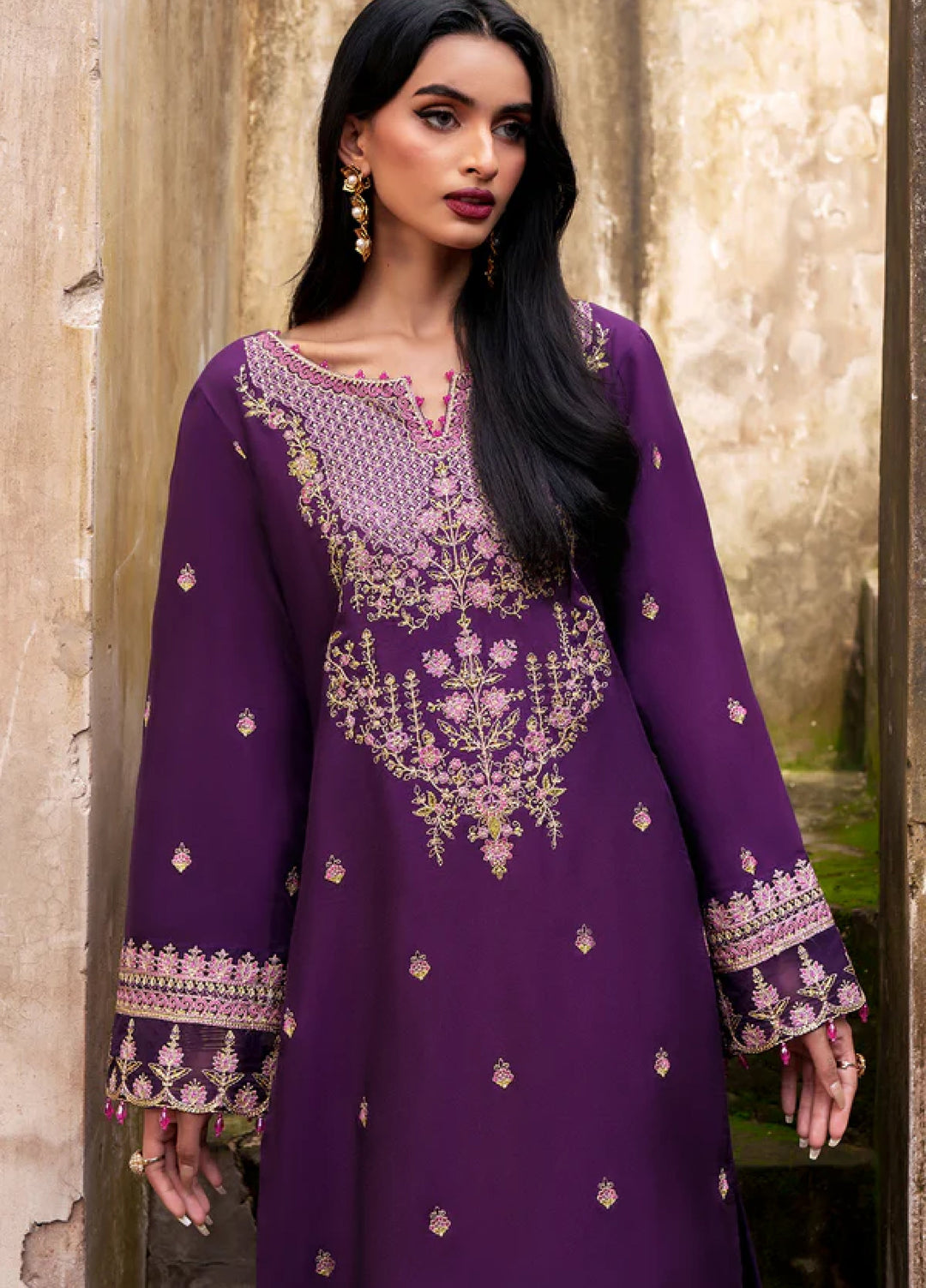 Zaria by Meeral Pret Embroidered Raw Silk 3 Piece Raven - Festive Collection