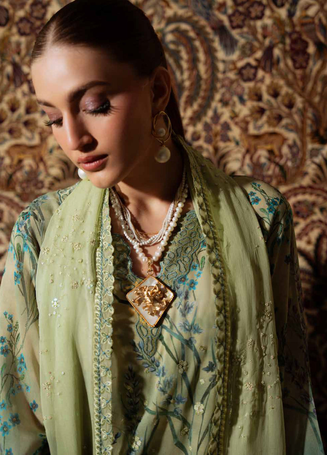 Maya by Nureh Unstitched Embroidered Swiss Lawn 3 Pcs Suit NU26UM NS-161 - Summer Collection