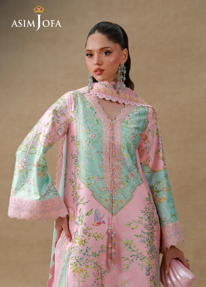 Asim Jofa Unstitched Printed Silk 3 Piece Suit AJ26UPS AJULSC-03 - Casual Collection