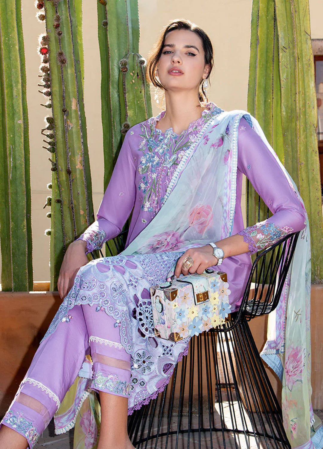 Hemline Odyssey by Mushq Unstitched Embroidered Lawn 3 Piece Suit MU26UHO HUNSS250403 AILYN - Summer Collection