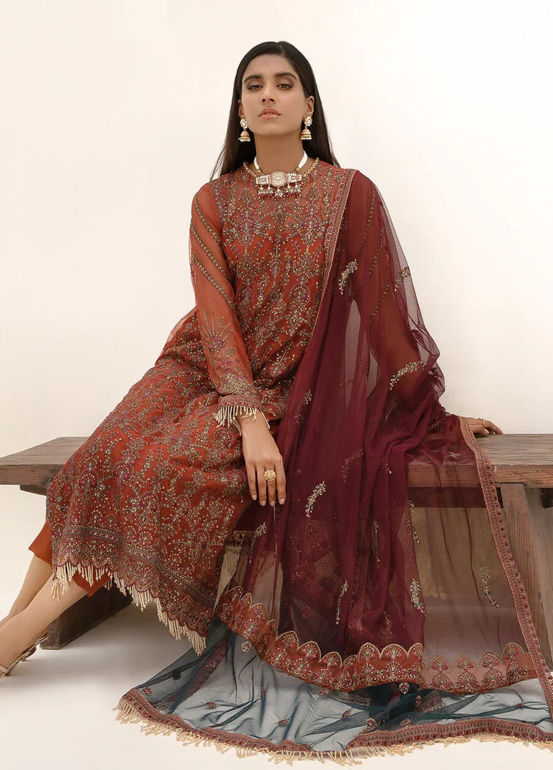 Zarif Women Unstitched Embroidered Net 3 Piece Suit ZR26UFC ZN 05 Iris - Festive Collection