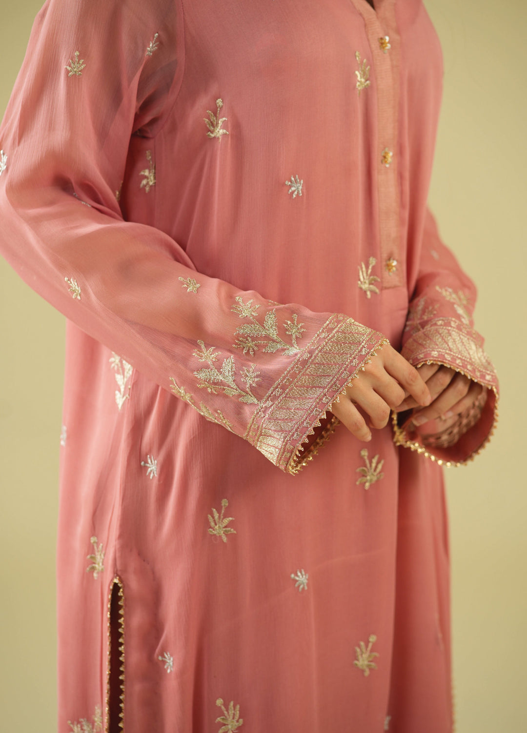 Satrang by Zouj Unstitched Chunri Chiffon Embroidered Suits 3 Piece ZJ25SC ZJCH-0031 Peach - Festive Collection