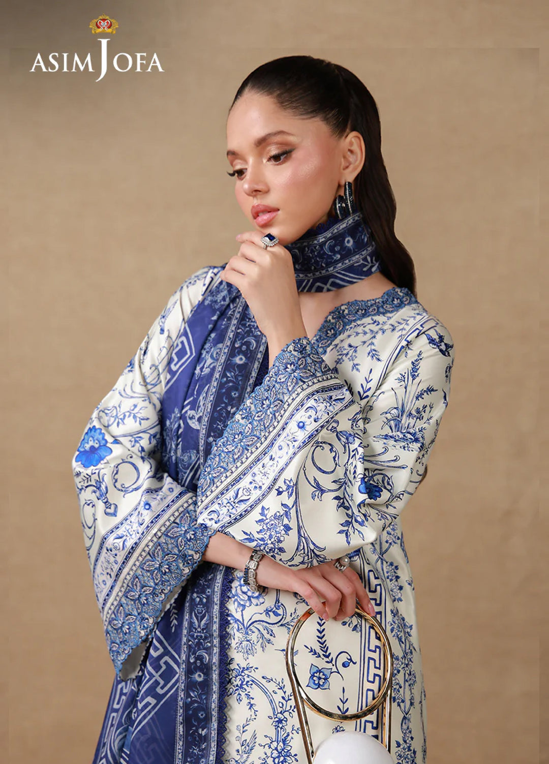 Asim Jofa Unstitched Printed Silk 3 Piece Suit AJ26UPS AJULSC-05 - Casual Collection