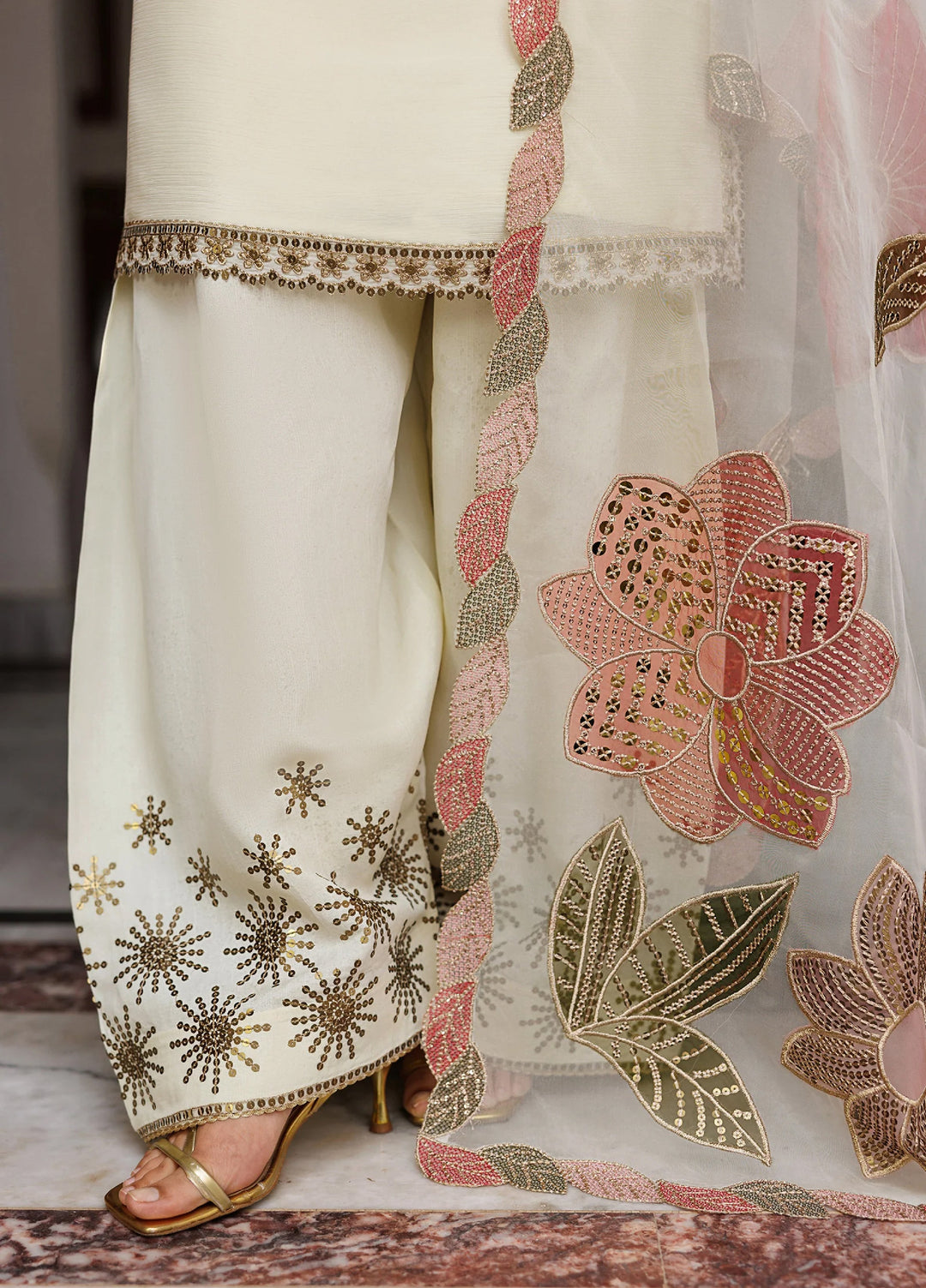 Nourah by Zarif Unstitched Embroidered Chiffon 3 Piece Suit ZR26UCN Nourah ZF/ZQH/AMANI 01 - Festive Collection