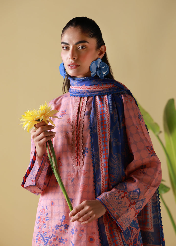 Mirha by Sahar Unstitched Printed Lawn 3 Piece Suit SS1-26-18 Blush Cobalt - Summer Collection