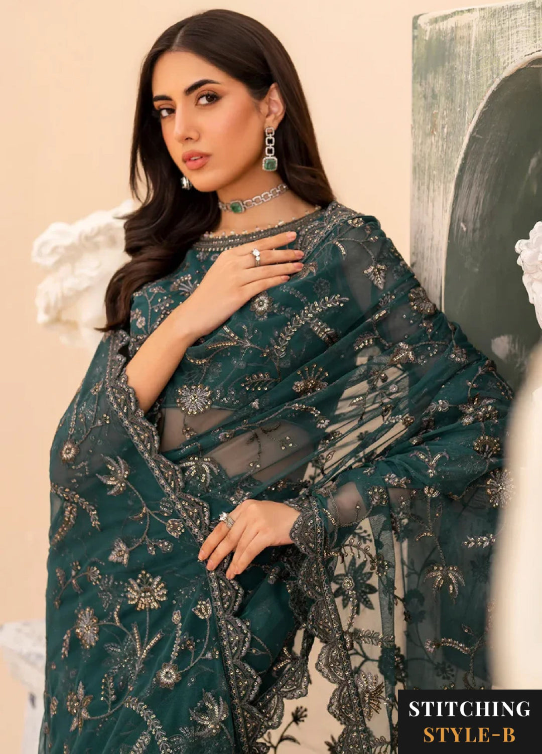 Zarif Women Unstitched Embroidered Net 3 Piece Suit ZR26UFC ZMU 07 ZAYB - Festive Collection