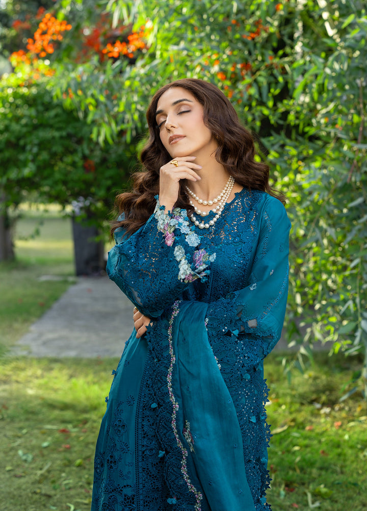 Elaf Premium Unstitched Embroidered Luxury Lawn 3 Piece Suit EL26UPL ELY-6 SAPPHIRE - Summer Collection