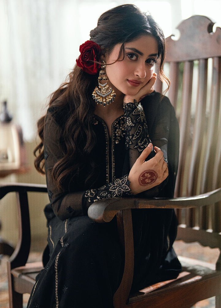 Eid Ensembles by Azure Unstitched Embroidered Chiffon 3 Piece Suit AZ26UEE ES-133 Nightangle - Eid Collection