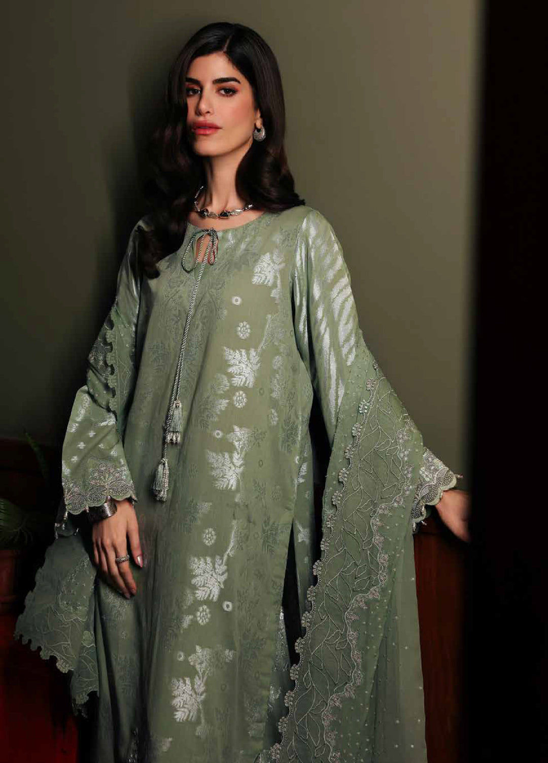 Nureh Exclusive Unstitched Embroidered Lawn Jacquard 3 Piece Suit NU26EU NE-226 - Festive Collection