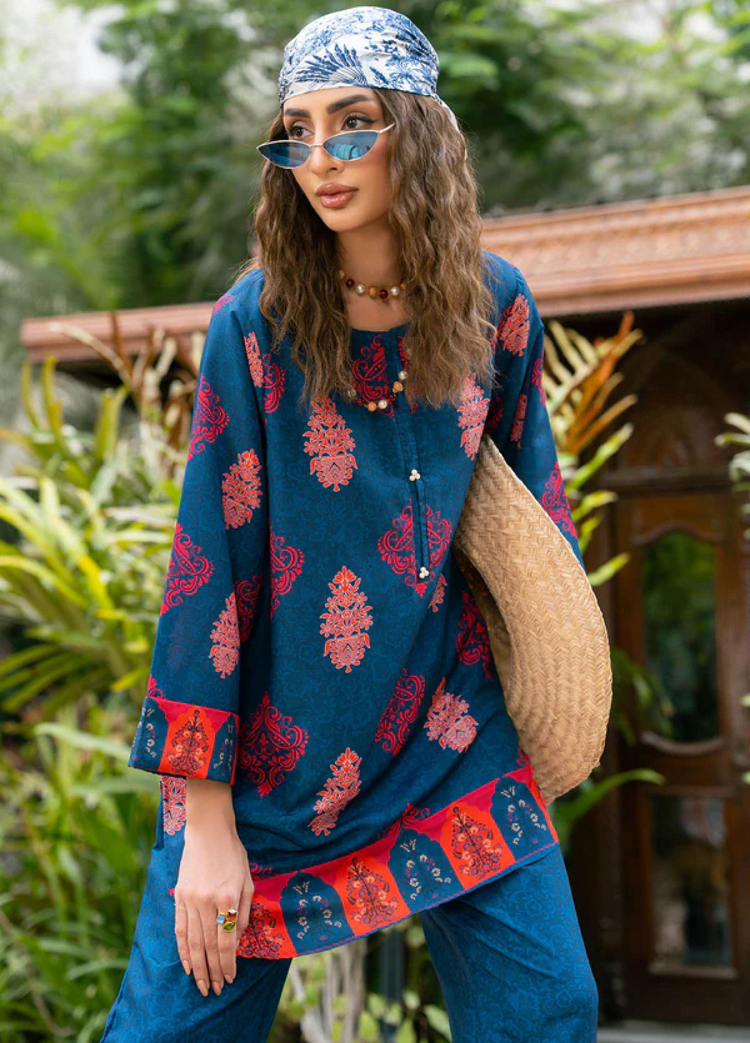 Nairah Women Pret Printed Arabic Lawn Suit NAH26PN Cobalt Blue - Spring Collection