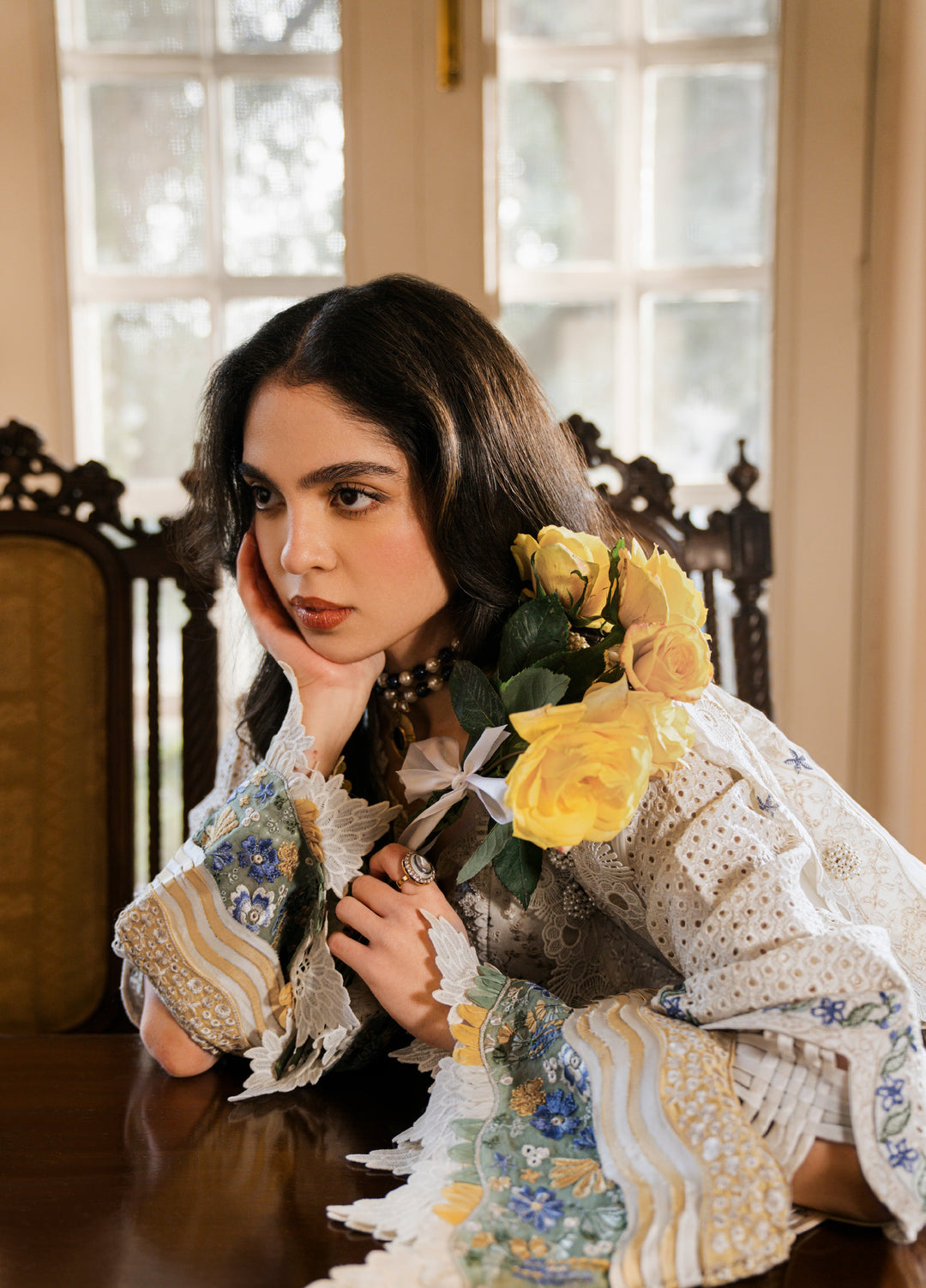 Camelia by Sundas Ahad Unstitched Embroidered Luxury Lawn 3 Piece Suit SNA26UC EL-08 Off White - Festive Collection