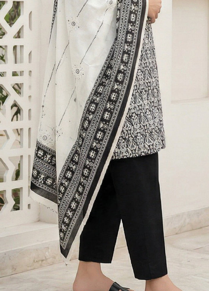 Black N White by Regalia Textiles Unstitched Printed Lawn 3 Piece Suit RG26ULBW D1 - Casual Collection