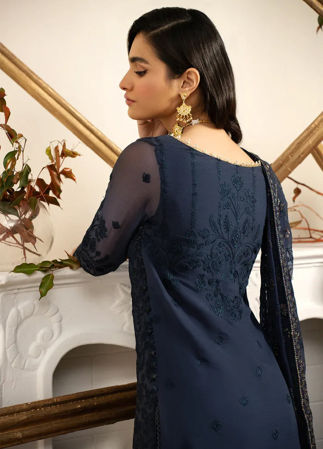 Zarif Women Unstitched Embroidered Chiffon 3 Piece Suit ZR26UFC ZRN 08 JESSY - Festive Collection