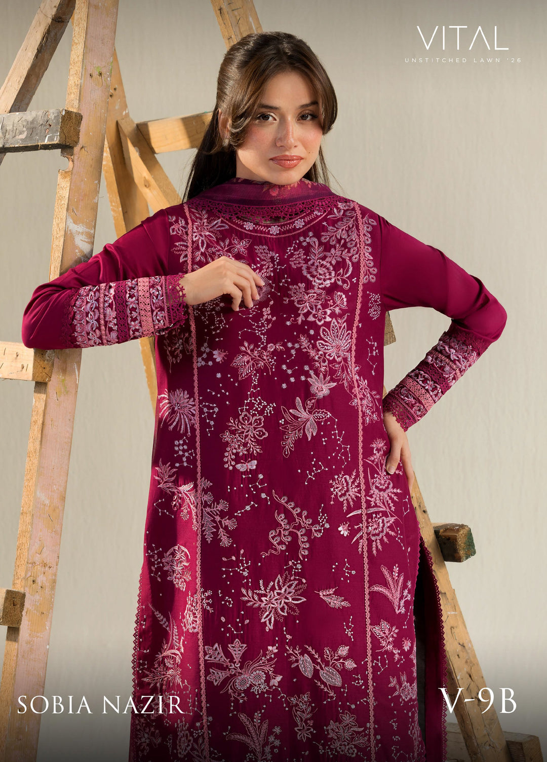 Vital by Sobia Nazir Unstitched Embroidered Lawn 3 Piece Suit SN26UVL 9B - Summer Collection