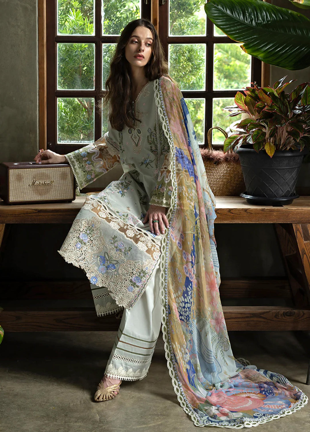 Mon Tresor by Esmel Unstitched Embroidered Luxury Lawn 3 Piece Suit EML26UMT D8-Perla - Summer Collection