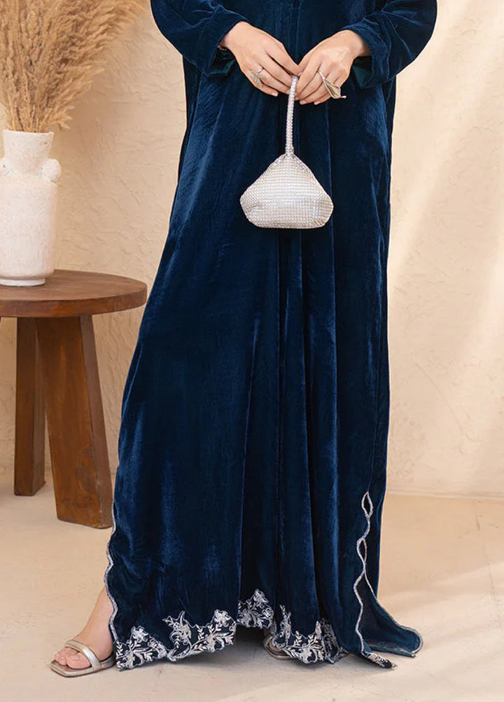 Winter Hues by Naayas Women Pret Embroidered Kaftaan Velvet Zinc Dream - Winter Collection