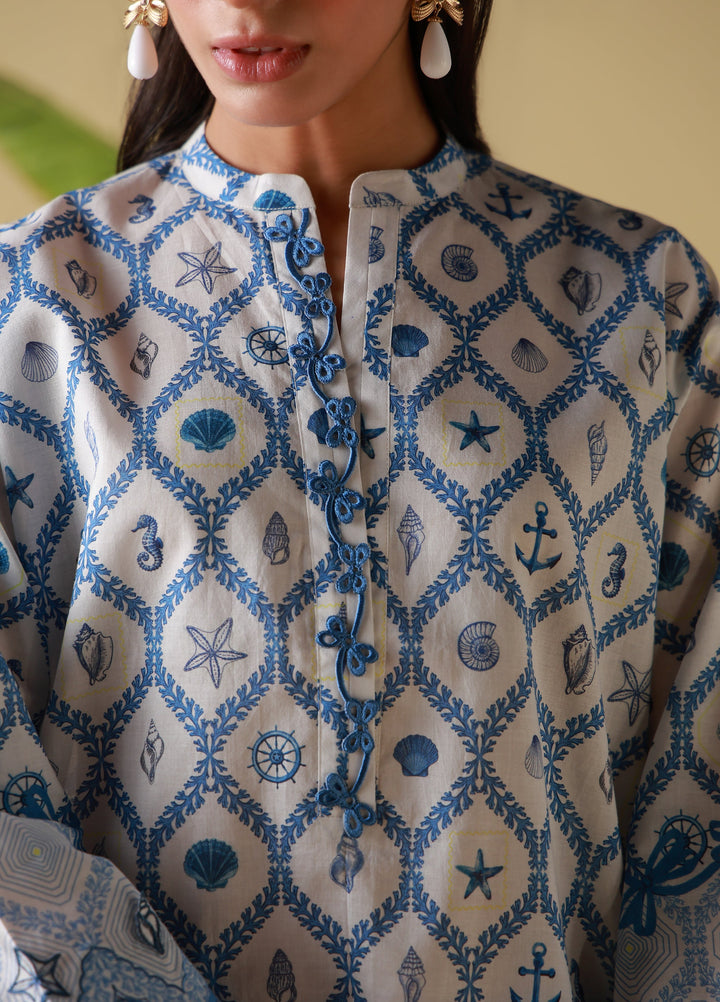 Sahar Unstitched Printed Cambric 2 Piece Suit SS1-26-23 Porcelain Geo - Summer Collection