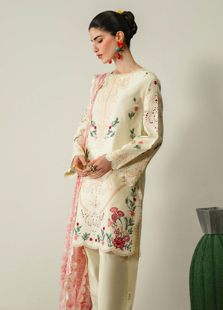 Blooming Flower by Zariya Unstitched Embroidered Lawn 3 Piece Suit ZRY26ULB MAIA ZB-60106 - Festive Collection
