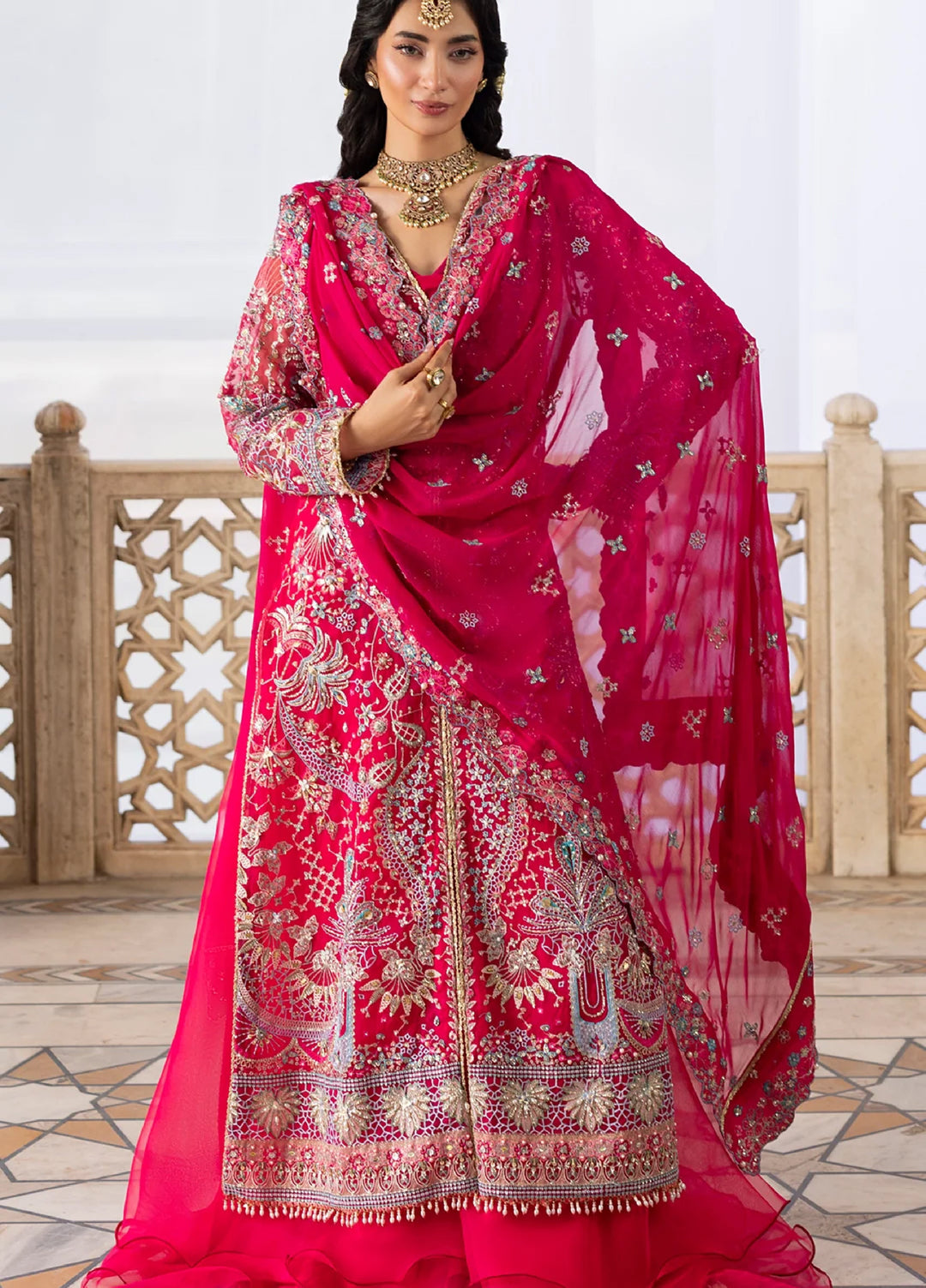 Ember by Aylin Unstitched Organza Embroidered Suits 3 Piece AYL25EF D3- Fuchsia - Festive Collection