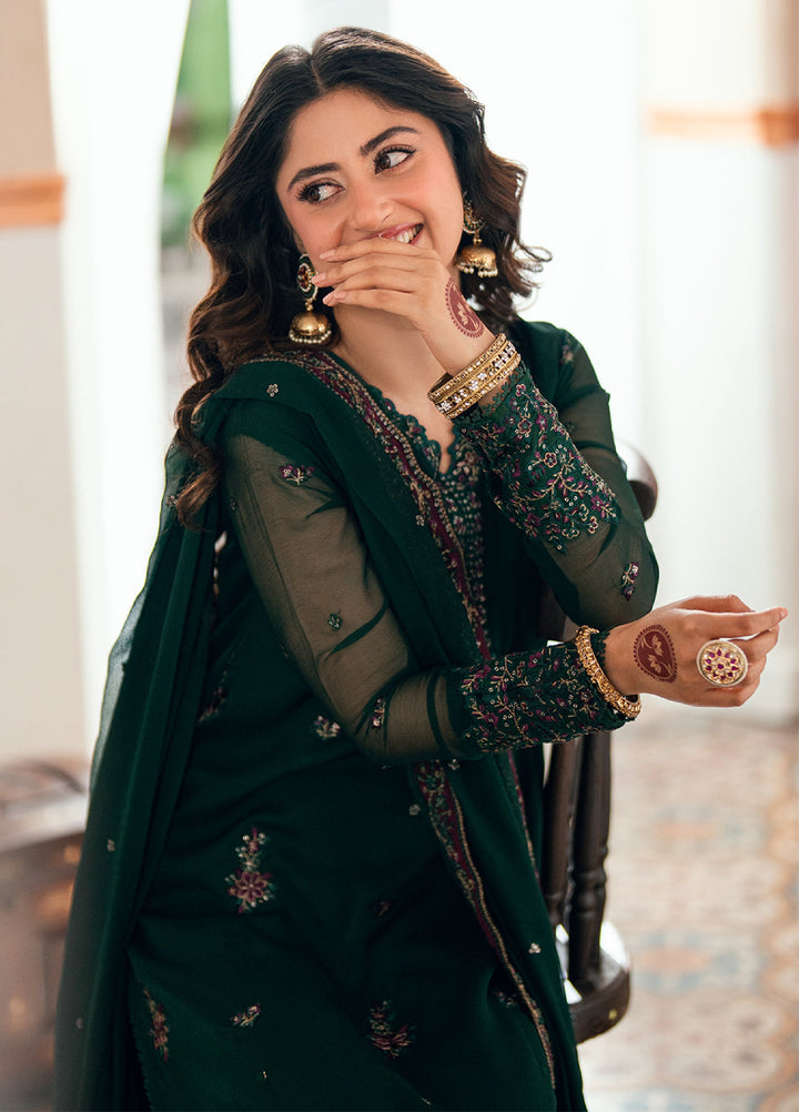 Eid Ensembles by Azure Unstitched Embroidered Chiffon 3 Piece Suit AZ26UEE ES-131 Glimmer Green - Eid Collection