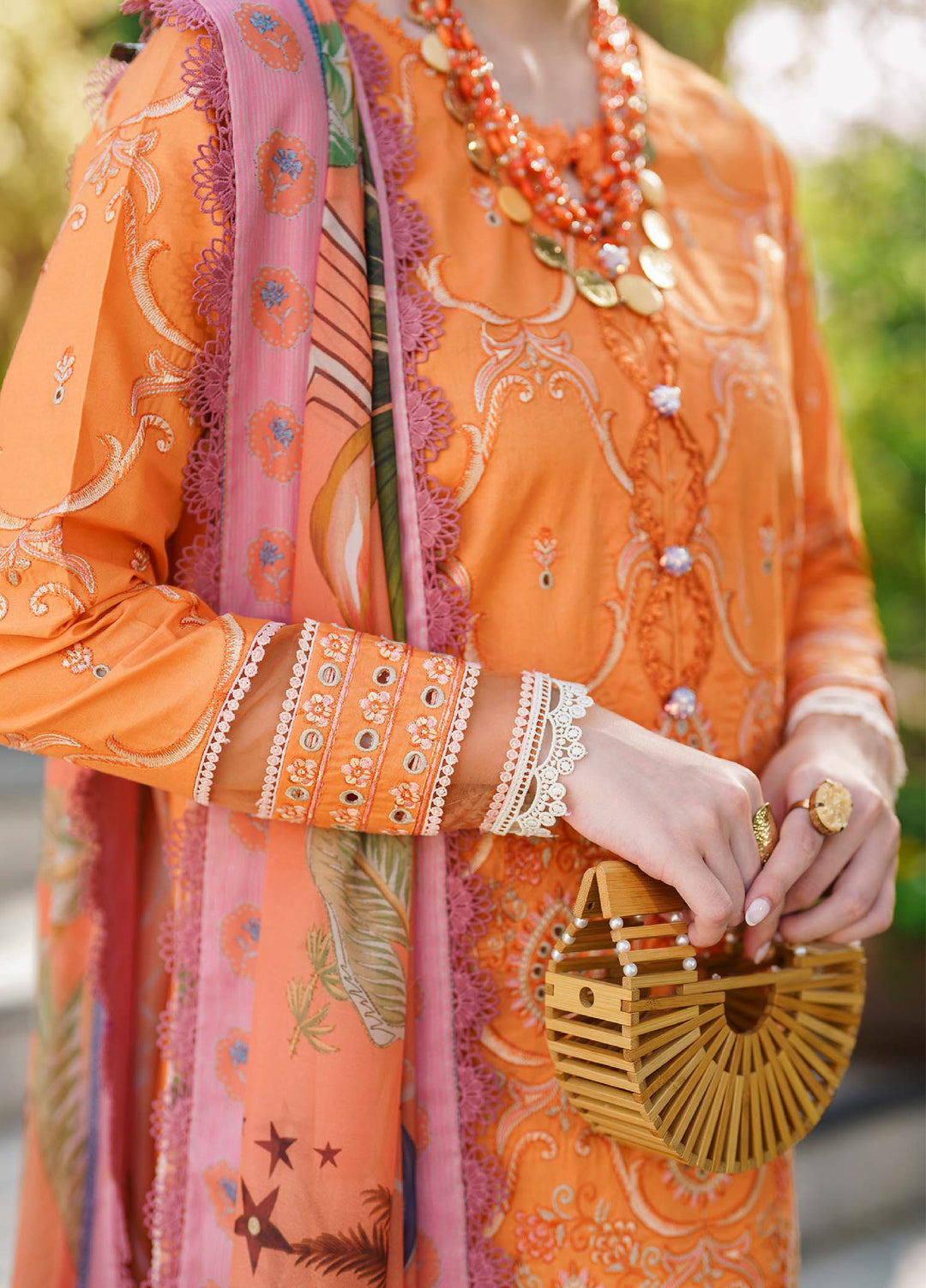 Shurooq Unstitched Luxury Lawn Embroidered 3 Piece SQ25 D-08 Dawn - Festive Collection