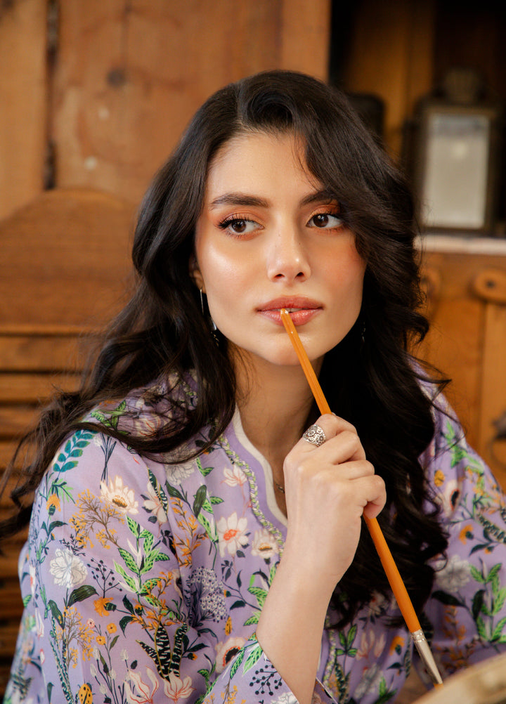 Sahar Unstitched Printed Cambric 1 Piece Shirt SS1-26-35 Lilac Wildflower - Summer Collection