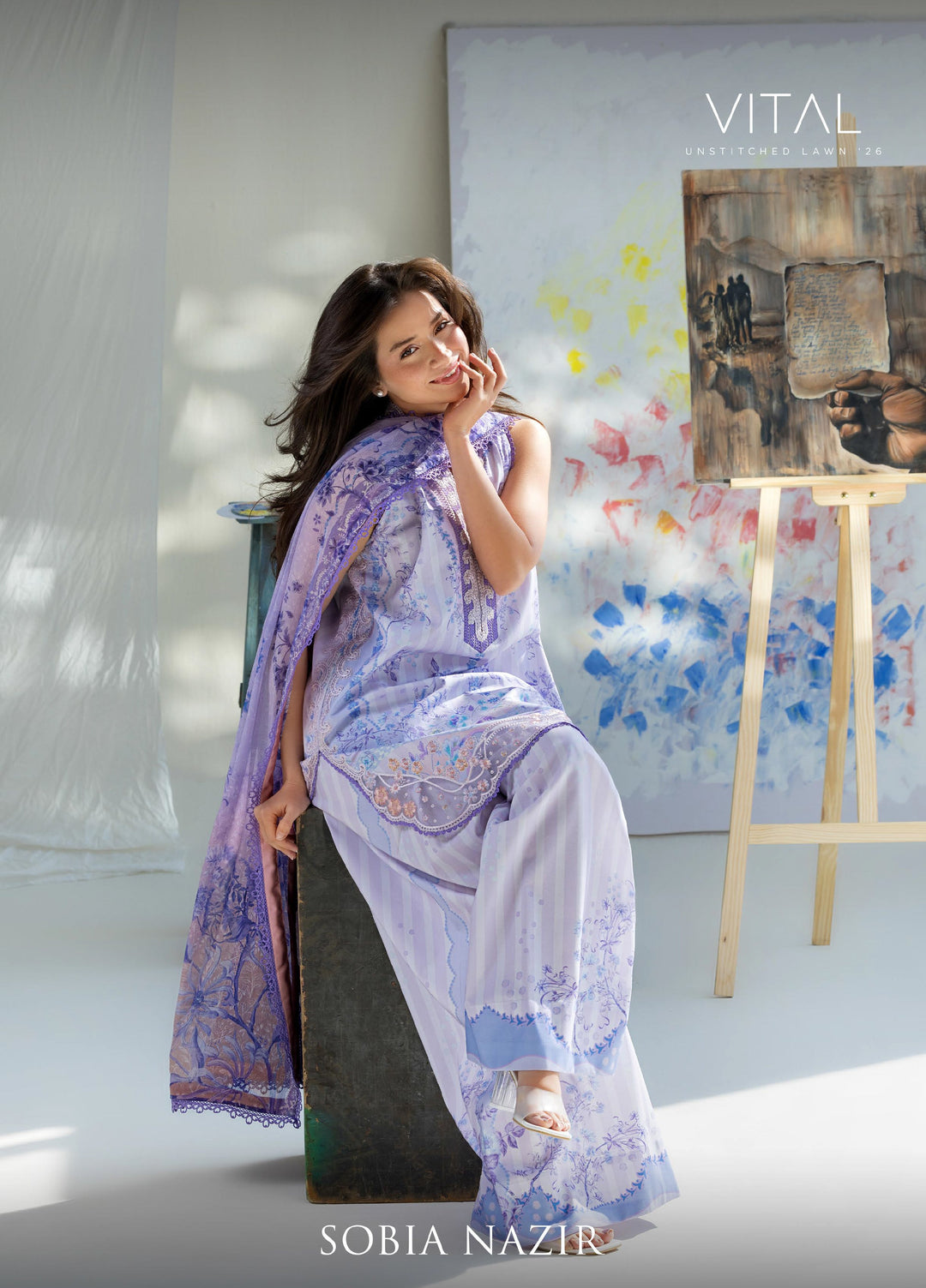 Vital by Sobia Nazir Unstitched Embroidered Lawn 3 Piece Suit SN26UVL 2B - Summer Collection