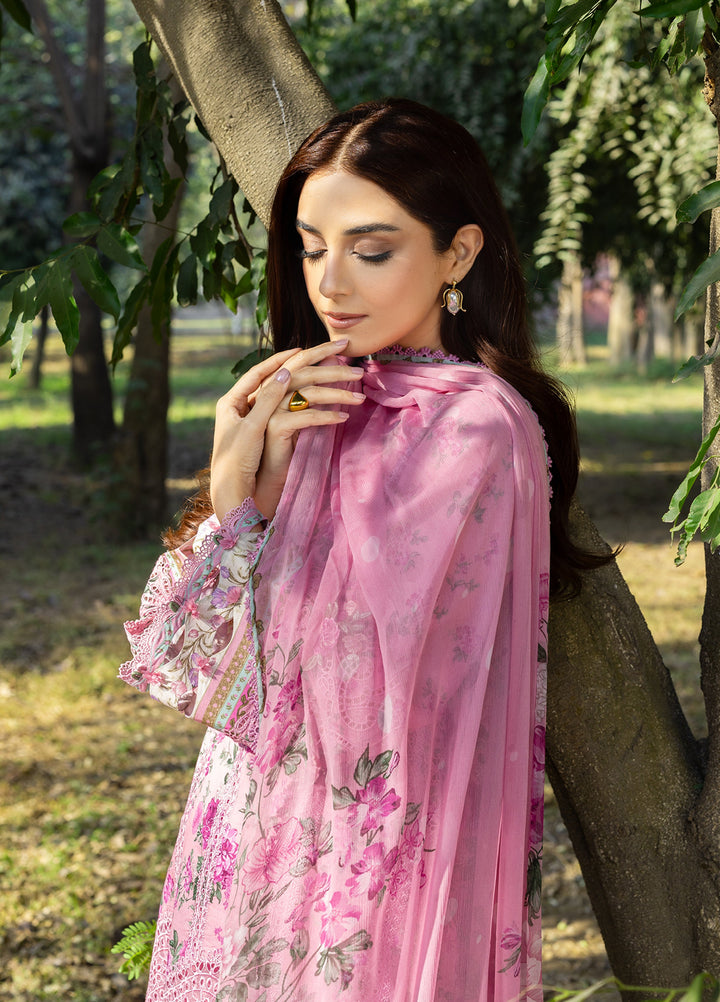 Elaf Premium Chikankari Unstitched Printed Lawn 3 Piece Suit EL26UPC ERC-3A MAN MAYAL - Summer Collection