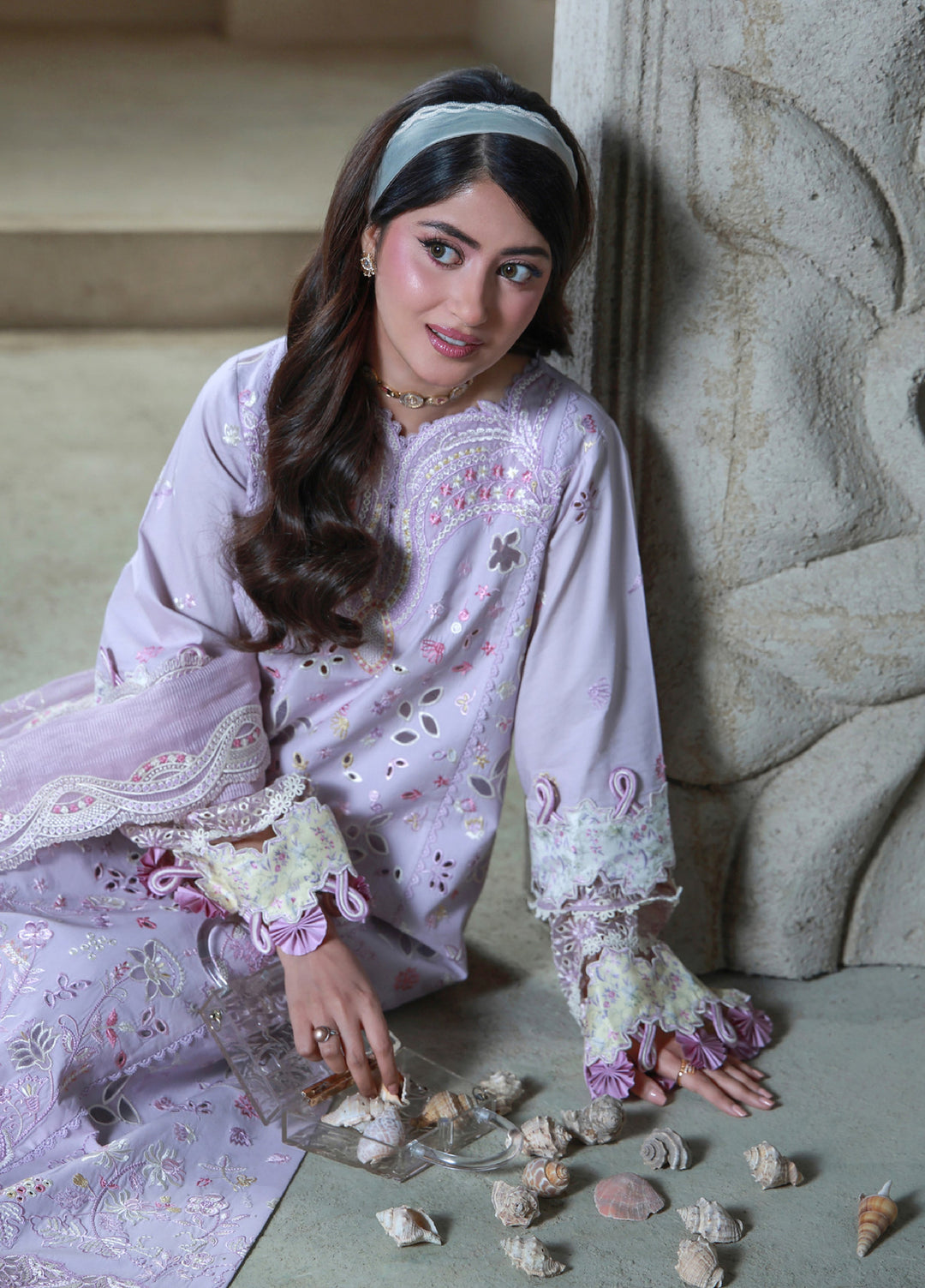 Saagar by Aabyaan Unstitched Embroidered Luxury Lawn 3 Piece Suit ABY26USL AL-1 Rania - Festive Collection