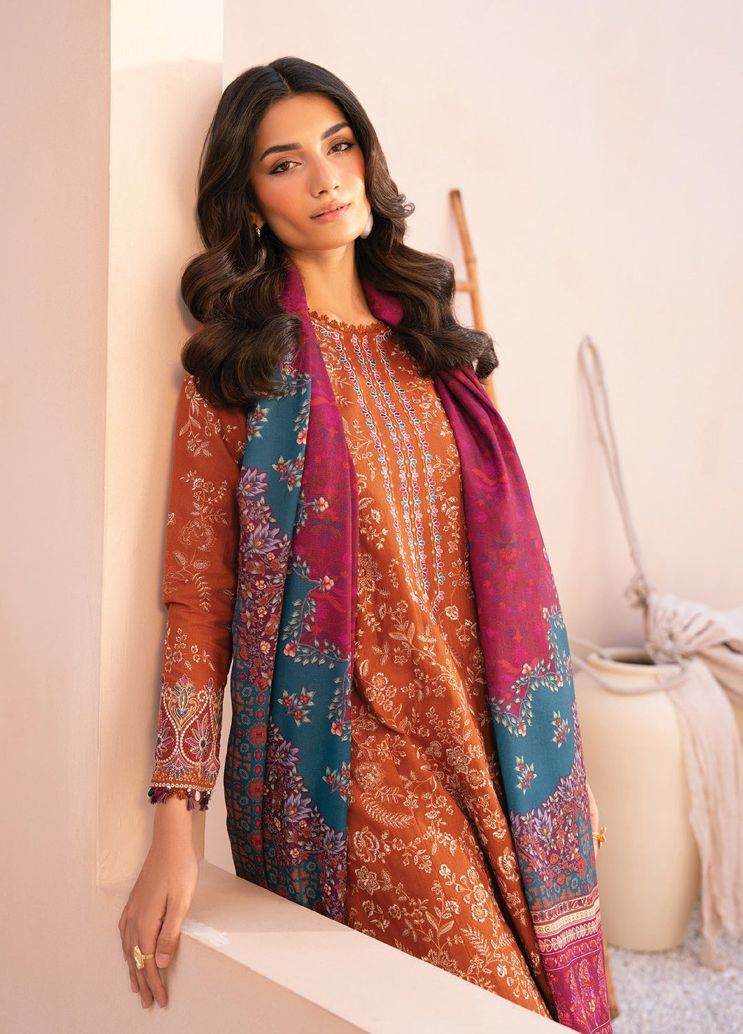 Rang e Khizaan by Xenia Unstitched Khaddar Embroidered Suits 3 Piece XE25SW D-07 SALIAH - Winter Collection