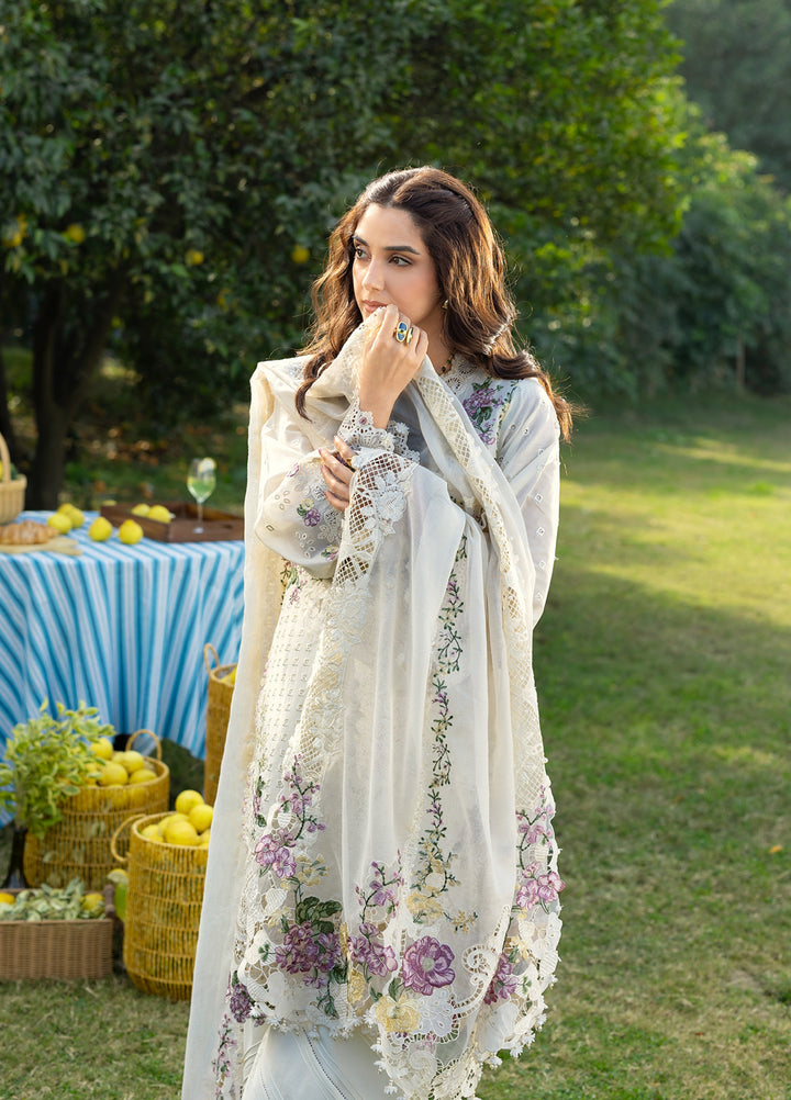 Elaf Premium Unstitched Embroidered Luxury Lawn 3 Piece Suit EL26UPL ELY-3A PERLE - Summer Collection