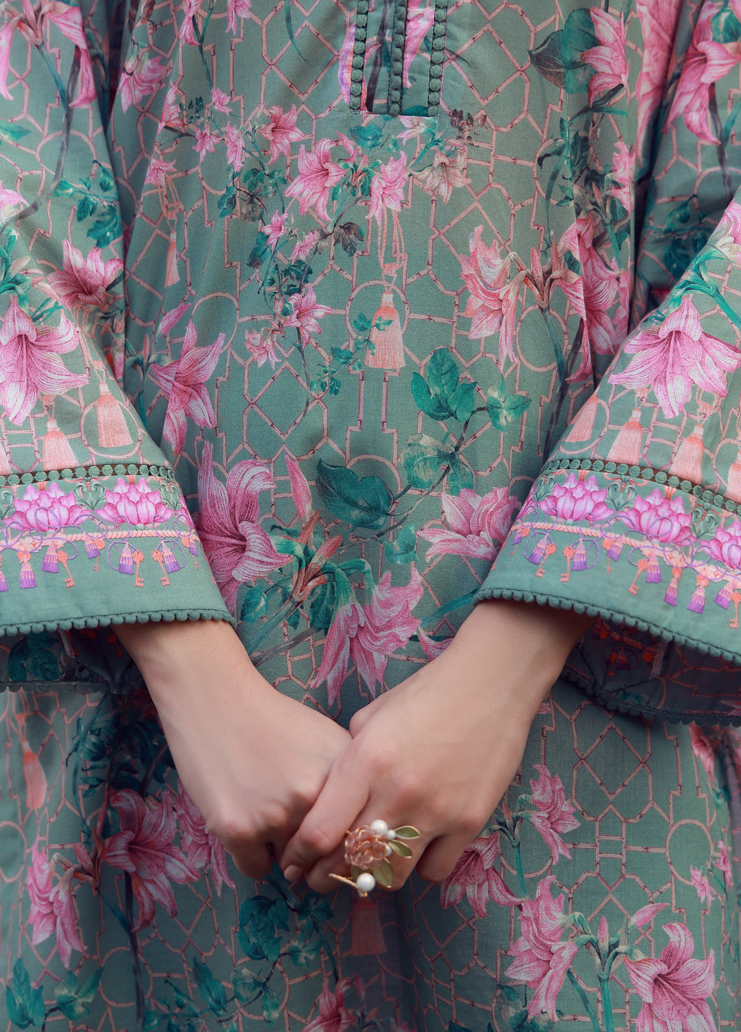 Mirha by Sahar Unstitched Printed Lawn 3 Piece Suit SS1-26-19 Olive Blush Reverie - Summer Collection