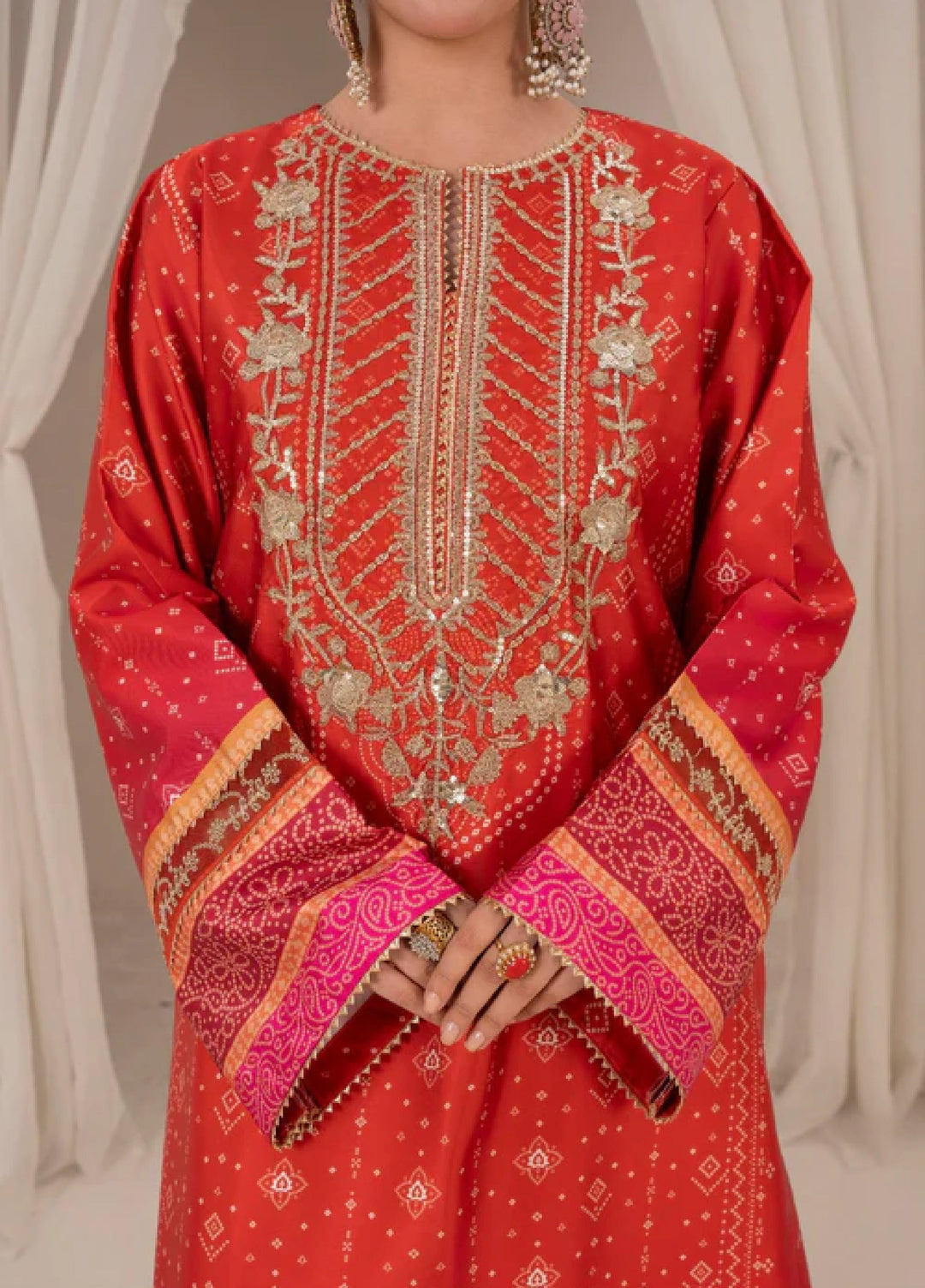 Bandhani by Chandan Nagri Women Pret Embroidered Silk 3 Piece Suit Darya - Formals Collection