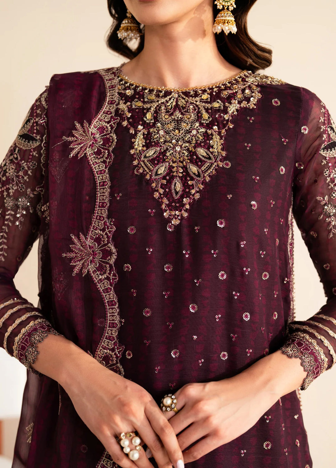 Xenia Formal Luxury Unstitched Embroidered Chiffon Suits 3 Piece XE25FL XF-984 Tiya - Formals Collection