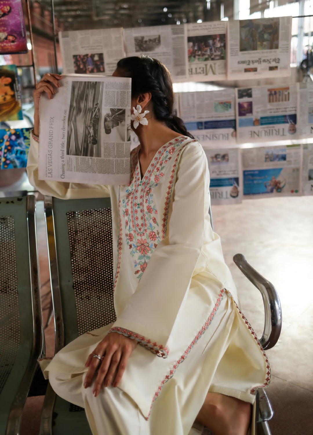 Summer Travels by Casuallite RTW Embroidered Cotton Lawn 3 Piece Suit CL26ULST OUTFIT 06 GOLDEN WHISPER - Casual Collection