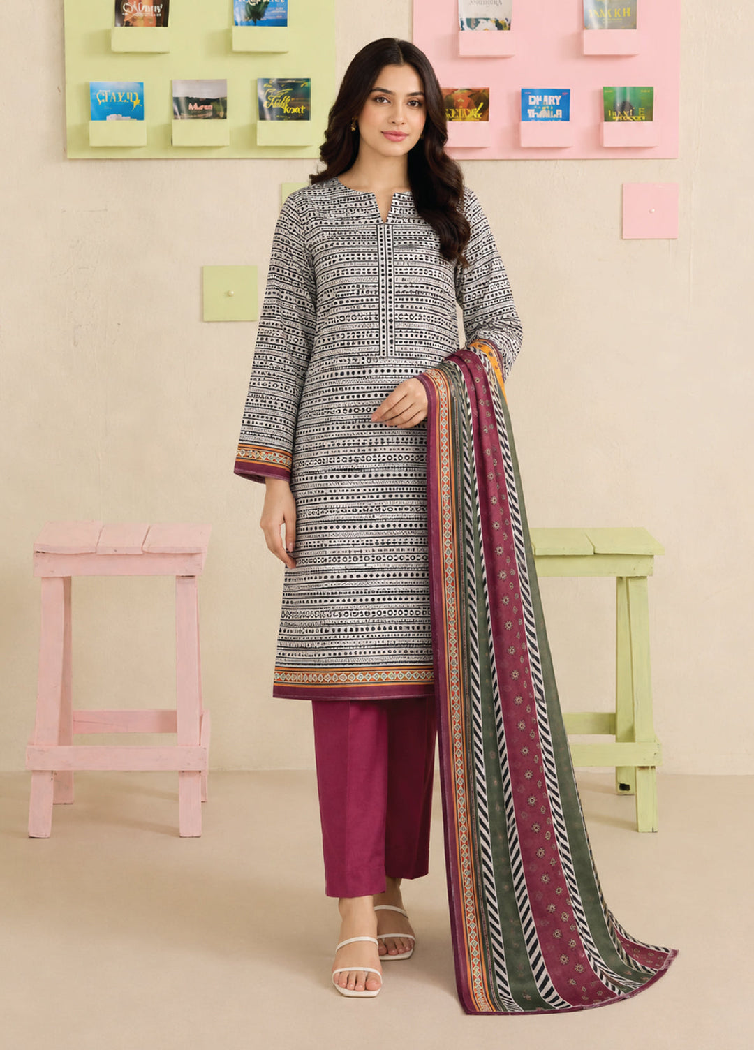 Bin Saeed Unstitched Printed Lawn Cotton 3 Piece Suit BS26UCL D-5 - Casual Collection