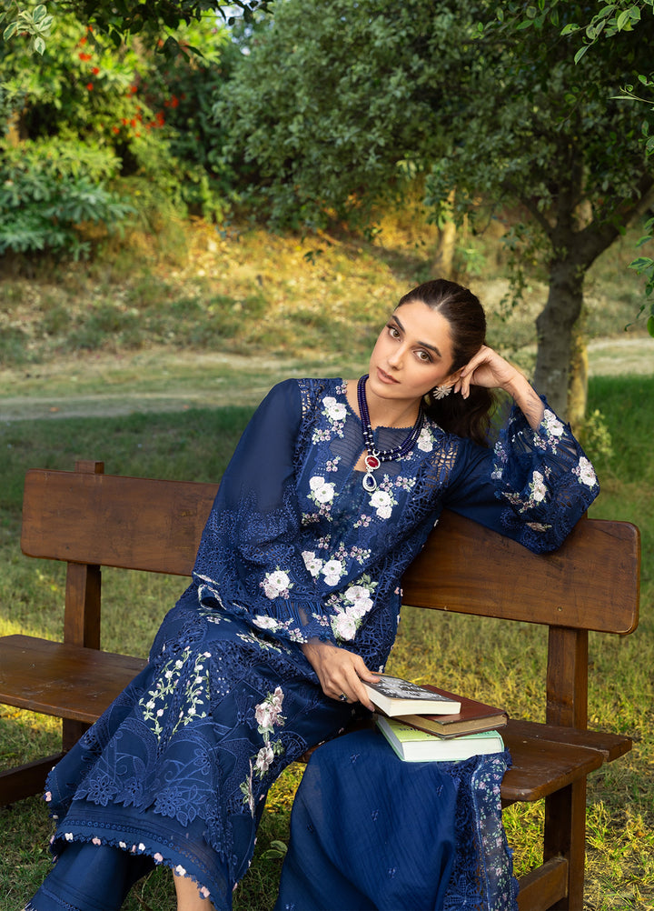 Elaf Premium Unstitched Embroidered Luxury Lawn 3 Piece Suit EL26UPL ELY-4B BLUE BELLE - Summer Collection