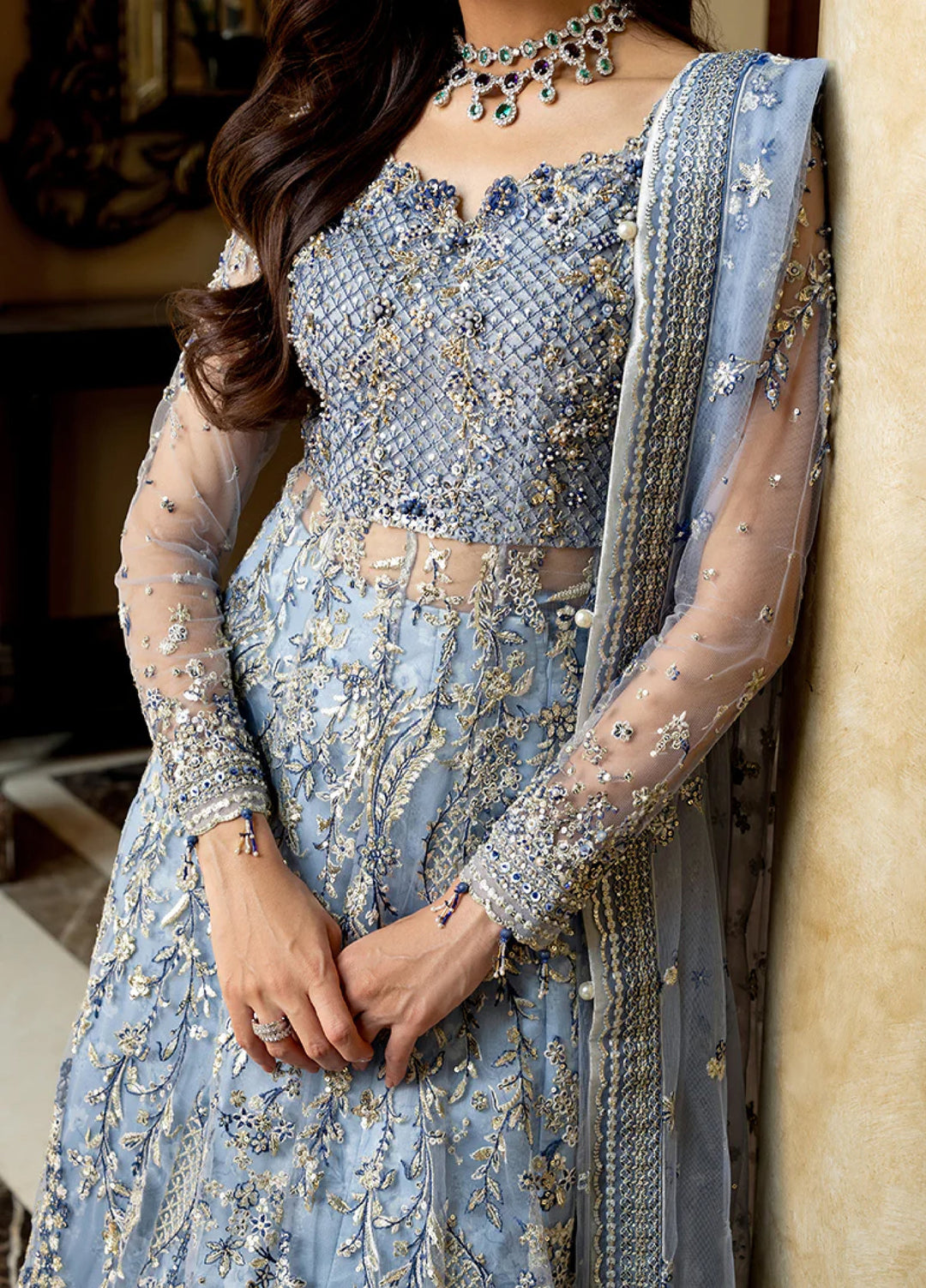 Darling by Mushq Unstitched Embroidered Net 4 Piece Suits MU25DW Kiara - Wedding Collection