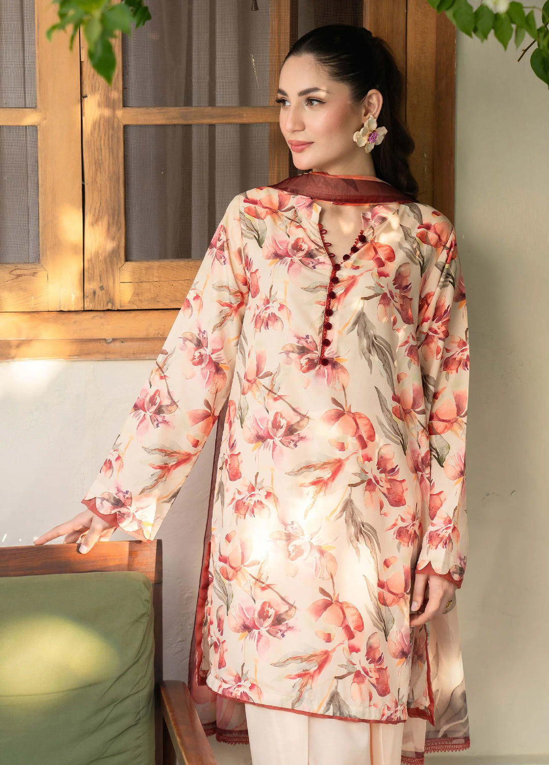 Mah e Noor Intermix by Panache 3 Piece Raw silk Coral Blush - Winter Collection