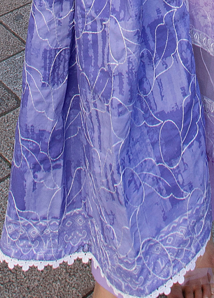 AL Zohaib Dhagakari Unstitched Embroidered Lawn 3 Piece Suit AZ26UD D-7 - Summer Collection