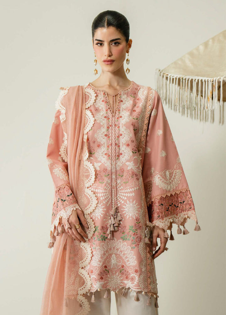 Blooming Flower by Zariya Unstitched Embroidered Lawn 3 Piece Suit ZRY26ULB LUNA ZB-60103 - Festive Collection