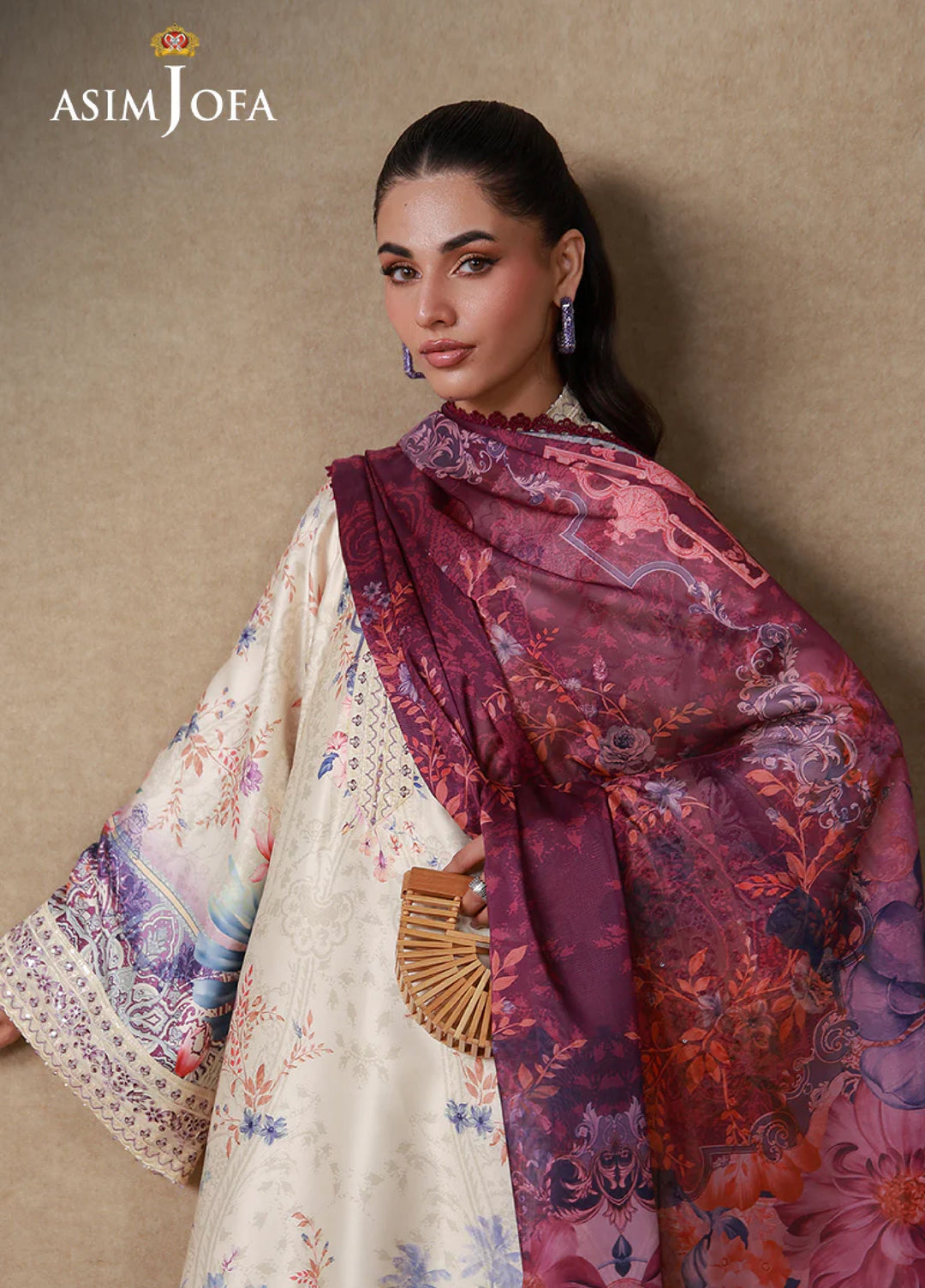 Asim Jofa Unstitched Printed Silk 3 Piece Suit AJ26UPS AJULSC-02 - Casual Collection