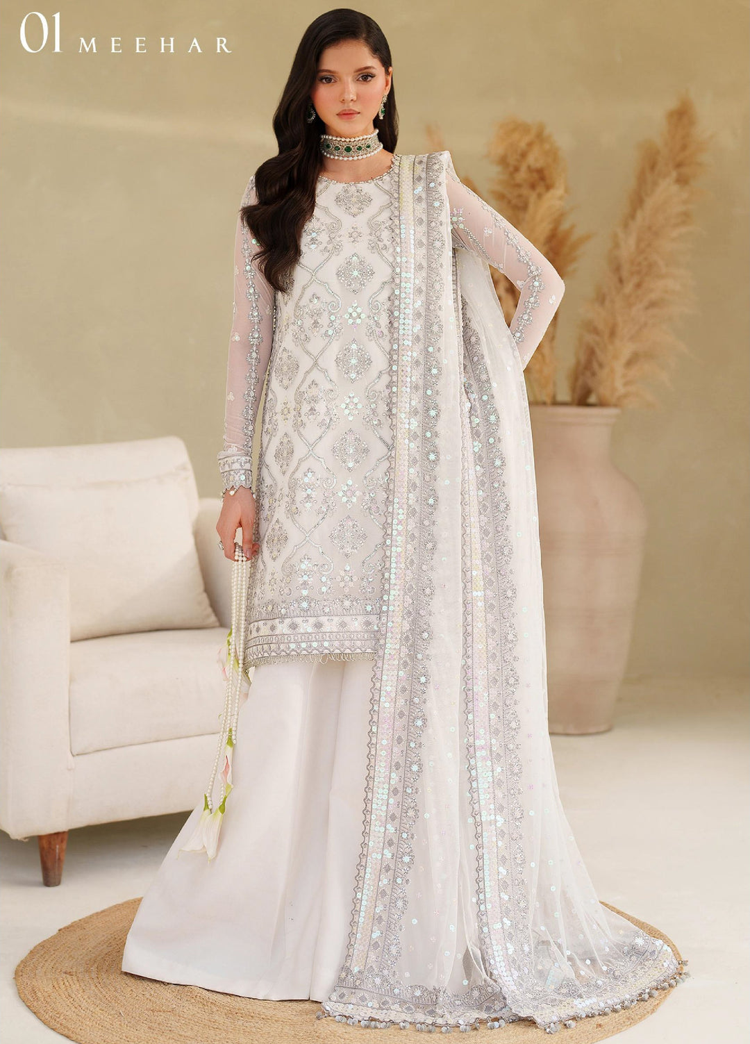 Meesa by Zarif Unstitched Net Embroidered Suits 3 Piece ZAF25MF ZRF-ML-01 MEEHAR - Winter Collection