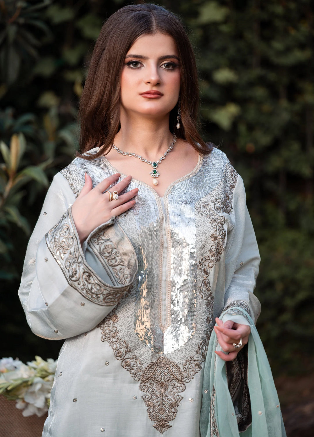 Sitaray by Reezas Women Pret Silk Embroidered 3 Piece chandni - Festive Collection