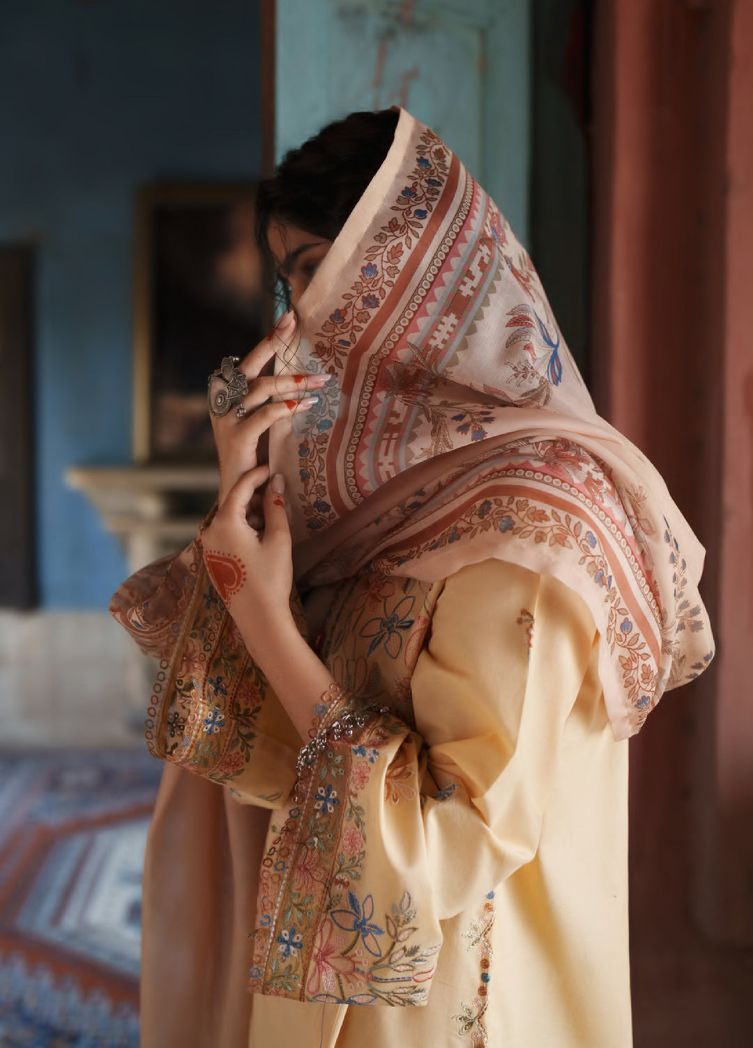 Before Sunset by Casual Lite RTW Embroidered Cotton Lawn 3 Piece Suit CL26PBS Golden Blossom - Casual Collection